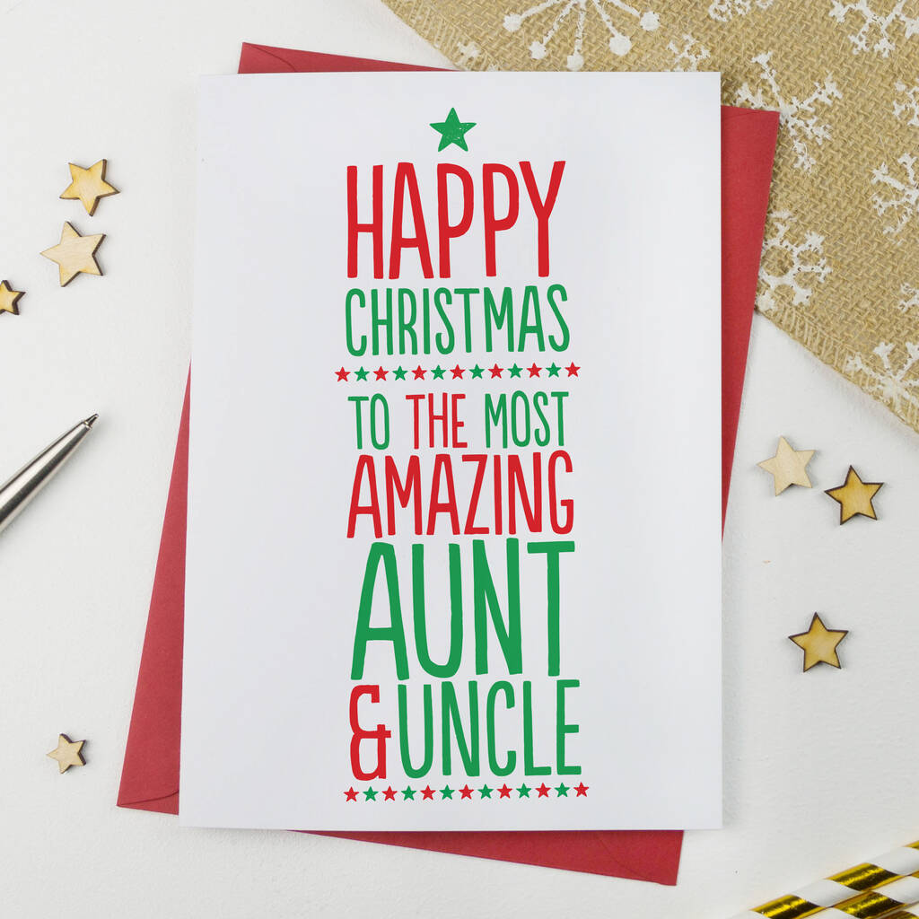 Amazing Auntie And Uncle Christmas Card By A Is For Alphabet