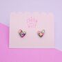 Hand Painted Abstract Wonky Heart Stud Earrings, thumbnail 8 of 8