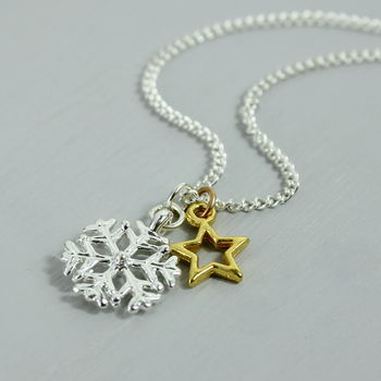 Silver Plated Snowflake Birthstone Charm Necklace, 6 of 10