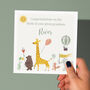 Personalised New Baby Card Any Relation Pink/Blue/Green, thumbnail 1 of 8