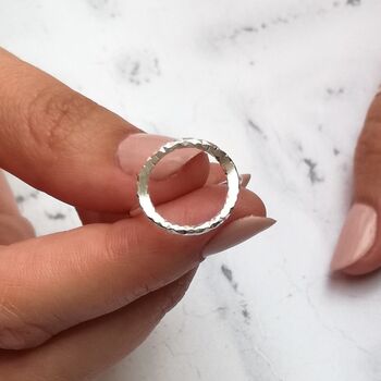 Silver Open Circle Geometric Ring, 3 of 7