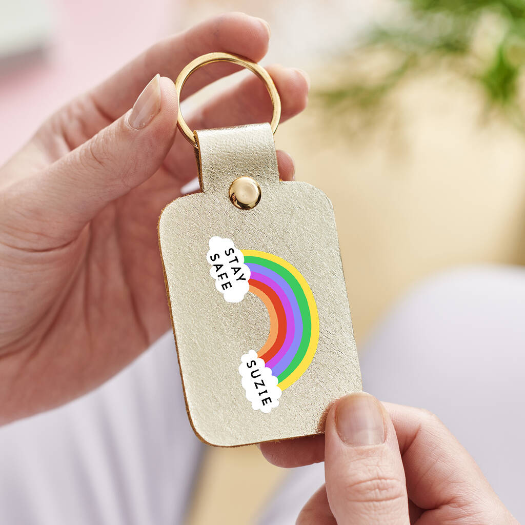 Personalised Keep Safe Covid Leather Keyring By Vida Vida ...