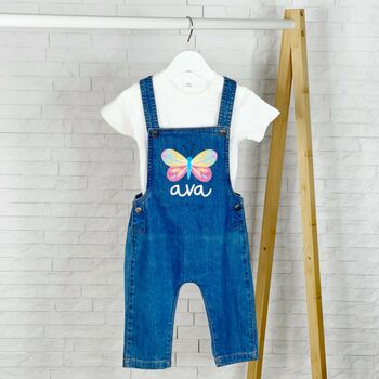 Butterfly Personalised Baby/Kids Denim Dungarees, 6 of 6