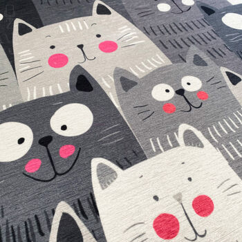 Cute Grey Cats Pillow Covers With Pink Cheeks, 2 of 7