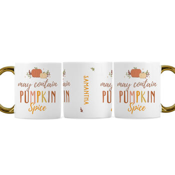 Personalised Pumpkin Spice Gold Handle Mug Ceramic, 5 of 6