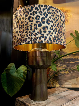 Luxe Leopard Velvet Lampshade With Gold Lining, 3 of 5