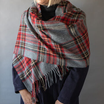 Merino Wool Check And Plain Extra Wide 70cm Stoles, 2 of 12