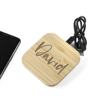 Personalised Bamboo Wireless Charger Pad, 3 of 7