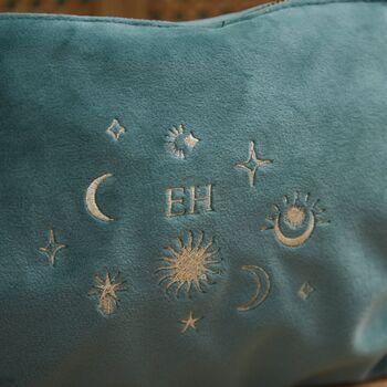 Personalised Zodiac Large Teal Velvet Bag, 2 of 3