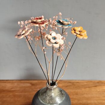 Ceramic Flower Stems Set Artificial Handmade Bouquet Mother's Day Gift, 3 of 9