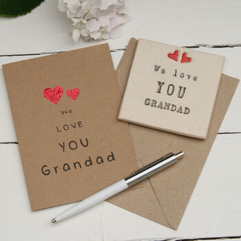 We Love You Grandad Ceramic Coaster, 3 of 8