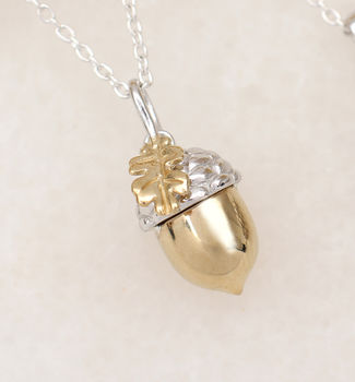 18ct Gold Plated And Silver Personalised Acorn Necklace, 2 of 4