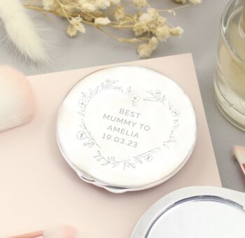 Personalised Floral Heart Compact Mirror, 4 of 4