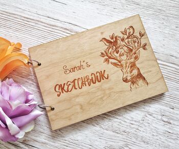 Personalised Wooden Sketchbook Eco Friendly Book Deer, 4 of 5