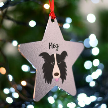 Border Collie Dog Personalised Christmas Decoration, 10 of 10