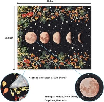 Moon Phase With Flower Vine Tapestry Wall Hanging, 6 of 6