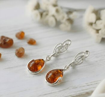 Elegant Baltic Amber And Sterling Silver Drop Earrings, 3 of 3