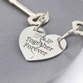 Couples Gift Together Forever Split Heart Keyring, 2 of 6