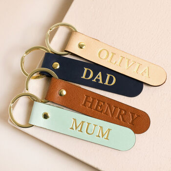 Personalised Name Leather Keyring, 2 of 3