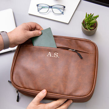 Personalised Faux Leather Travel Organiser Case, 2 of 7