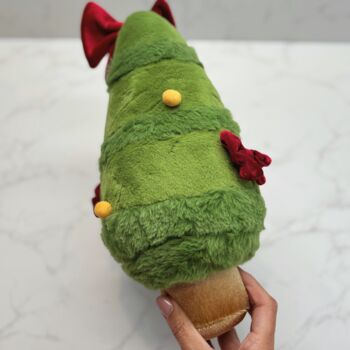 Kids Christmas Plush Tree Toy – Soft Cuddly Festive Gift With Bows, 4 of 6