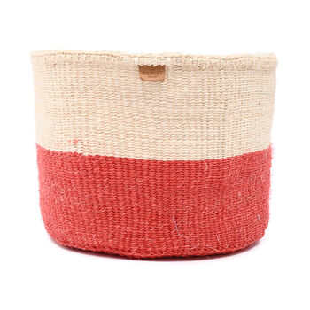 Tangu: Red Colour Block Woven Basket, 3 of 7