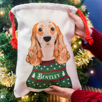 Personalised Christmas Jumper Dog Present Sack, 11 of 12