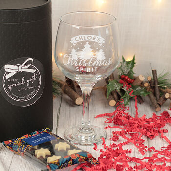 Christmas Spirit Gin Glass With Chocolate Gift Boxed Set, 4 of 6