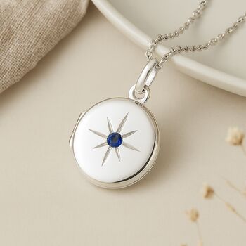 Personalised Sterling Silver September Birthstone Locket – Sapphire, 3 of 8