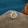 Genuine Citrine And Cz Halo Ring Sterling Silver, thumbnail 2 of 11