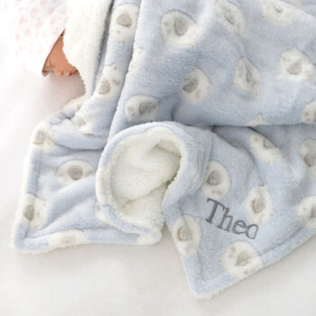 Personalised Blue Teddy Sherpa Baby Blanket, 4 of 10