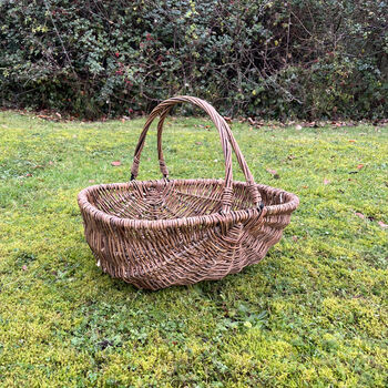 Set Of Two Large Willow Wicker Garden Trug Baskets, 5 of 8