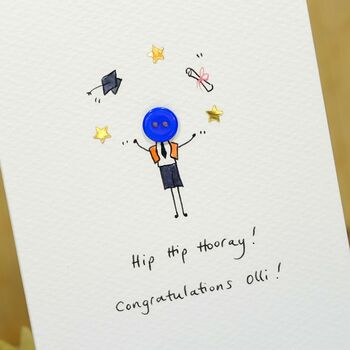 Personalised 'Button Graduation' Handmade Card, 2 of 4