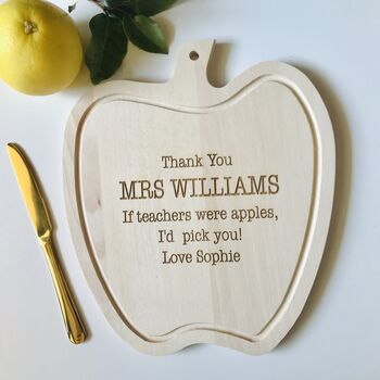 Teachers Gift Personalised Apple Shape Cutting Board, 3 of 3