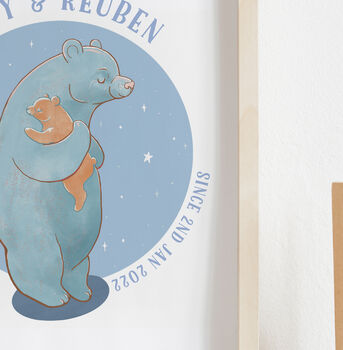 Personalised Daddy Bear And Baby Art Print, 2 of 2