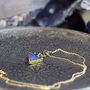 Blue Druzy And Sapphire Triangle Necklace, thumbnail 6 of 10