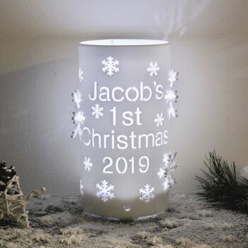 Personalised Baby's First Christmas LED Snowflake Light, 4 of 5