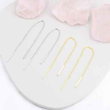 Sterling Silver Vertical Bar Ear Threader, 6 of 12