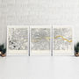 Personalised Metallic Foil London Triptych Map, thumbnail 1 of 3