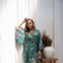 Satin Silky Turquoise Full Length Kimono Robe, thumbnail 3 of 9