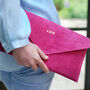 Monogram Suede Leather Envelope Clutch Bag, thumbnail 1 of 12