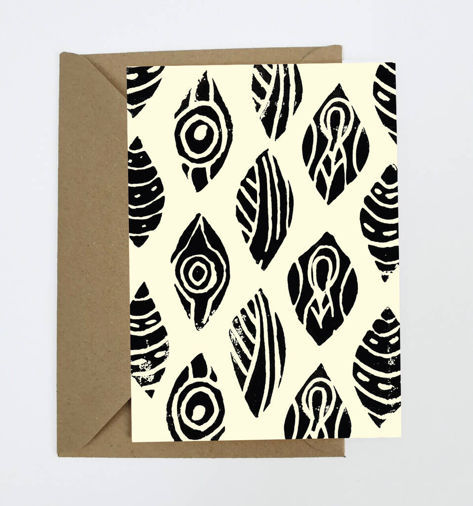 African Shield Linocut Art Birthday Thank You Card By Antonietta ...