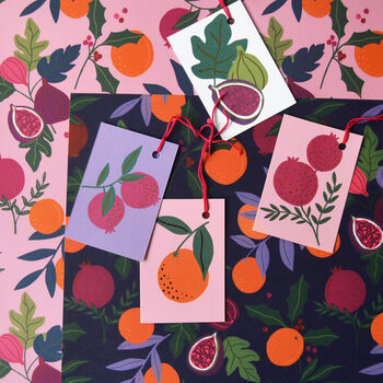 Botanical Festive Fruits Luxury Wrapping Paper, 5 of 10