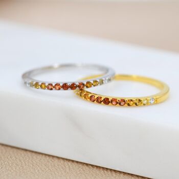 Rainbow Red Ombre Half Eternity Ring In Sterling Silver, 3 of 11