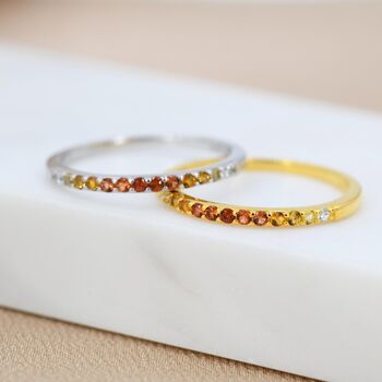 Rainbow Red Ombre Half Eternity Ring In Sterling Silver, 3 of 12