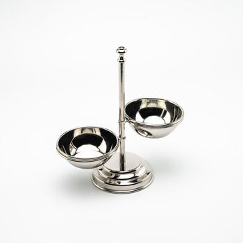 Copper Silver Double Bowl Serving Stand, Hammered Surface, 2 of 4
