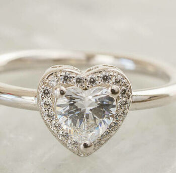 Solitaire Diamanté Heart Ring, 2 of 2