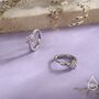 Sterling Silver Pale Pink Cz Flower Huggie Hoops, thumbnail 2 of 12