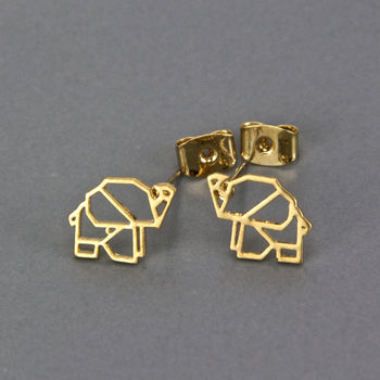 Geometric Origami Elephant Stud Earrings, 2 of 9