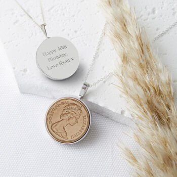 40th Birthday 1986 Penny Coin Pendant Necklace, 2 of 11
